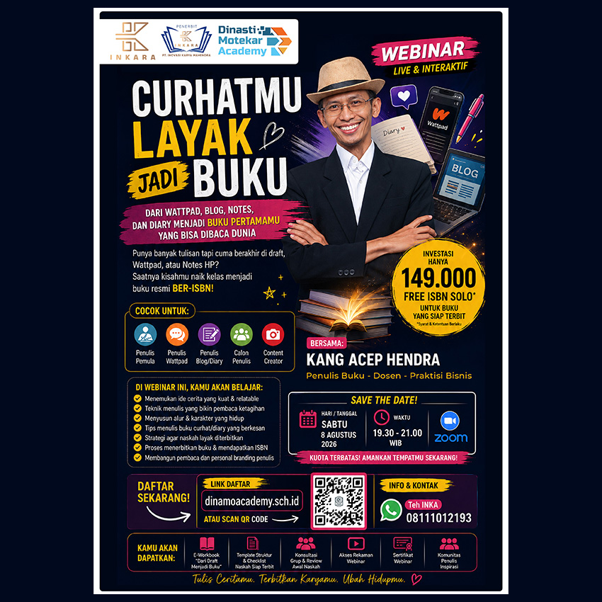 Poster WEBINAR LIVE & INTERAKTIF CURHATMU LAYAK JADI BUKU